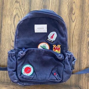 navy blue state mini  backpack with patches